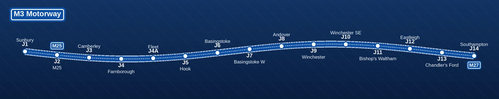 M3 Motorway Junctions Map